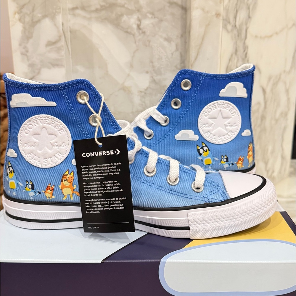 Converse Sky Blue Bluey Cartoon High-Tops - Picture 2 of 6